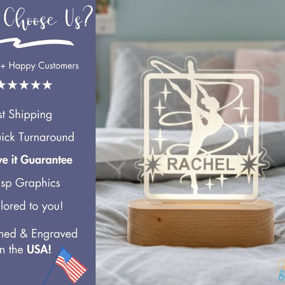 Personalized Gymnastics Night Light – Custom LED Lamp for Gymnasts - Picture 4 of 8